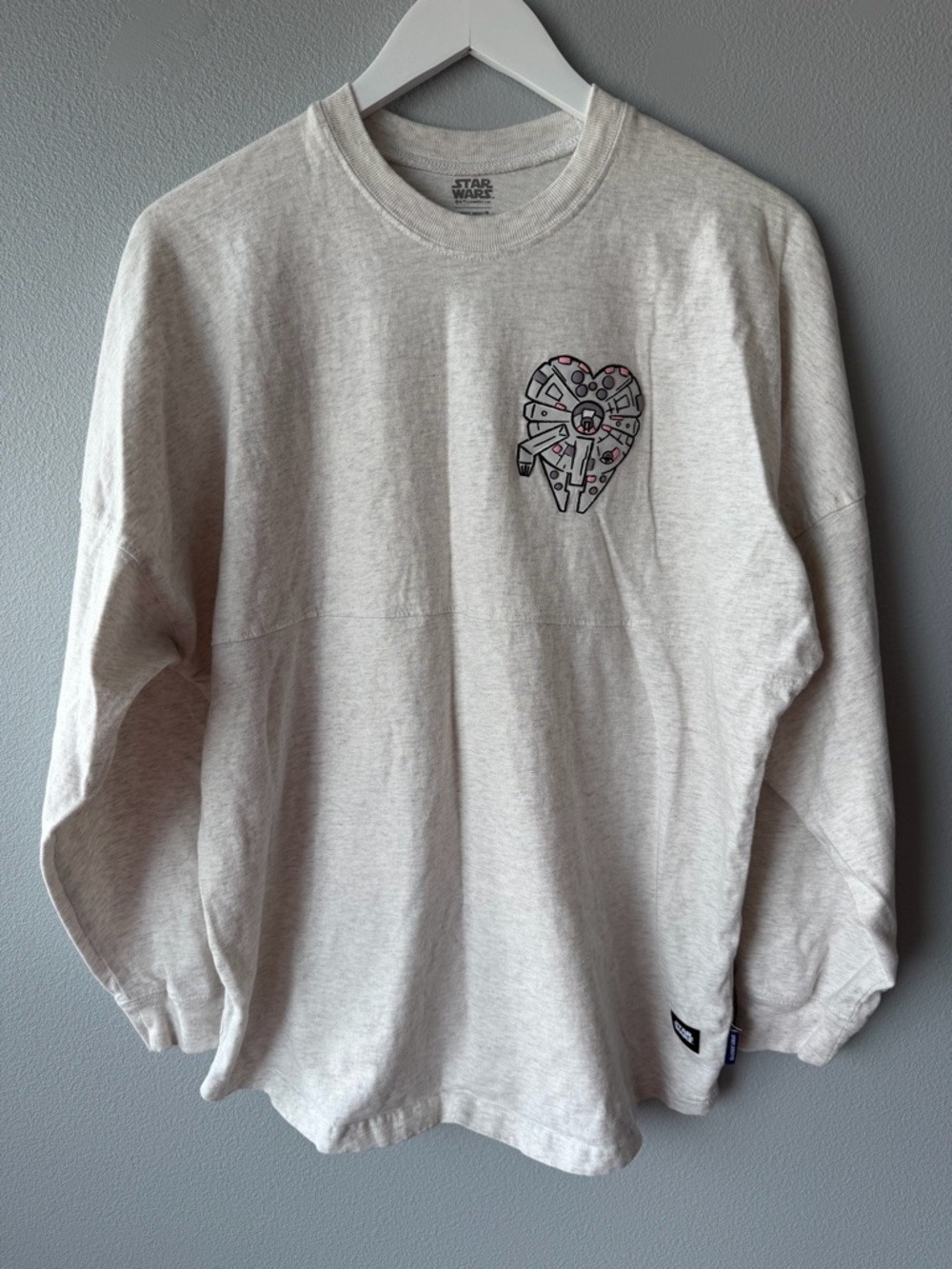 Spirit Jersey Star Wars light grey I Know long sleeve cotton tee Women’s sz M